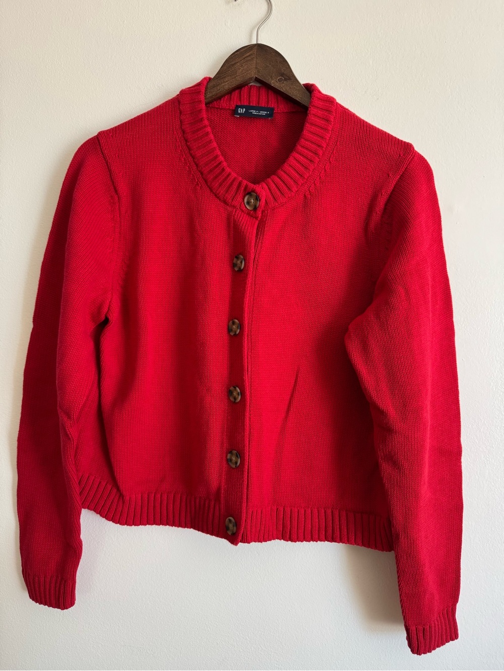 GAP Bright Red Button-Front Knit Cardigan